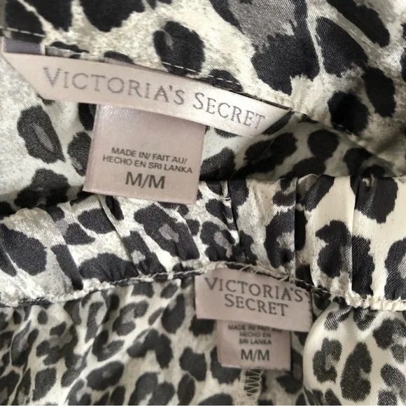 2000s Victoria Secret snow leopard satin pajama set sz M